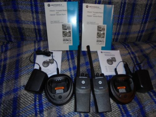 Lot of 2 motorola pr400 vhf 146-174mhz 5w 16ch aah65kdc9aa2an radios w/ chargers for sale