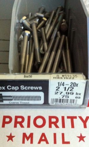 55-Stainless Steel Hex Cap Bolts, F593C 1/4-20 x 2-1/2 FREE Priority Ship!