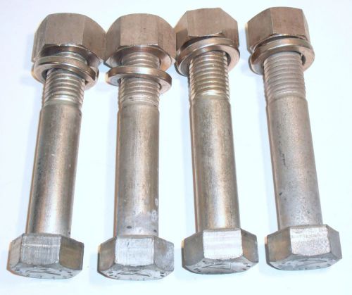 4 new grade 14 hex head bolts 6&#039; x 1&#034; w/ stainless nuts &amp; lock washers for sale