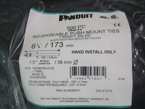 500 panduit  prwp1.5s-d0 pan-ty releasable wing push mount tie 6.8&#034; for sale