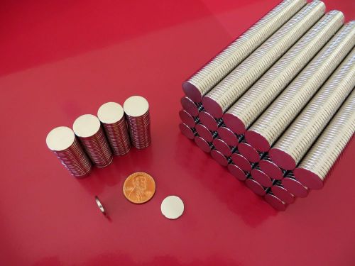 100 strong rare earth neodymium disc magnets 13 x 1.5mm (1/2 x 1/16 inch) for sale
