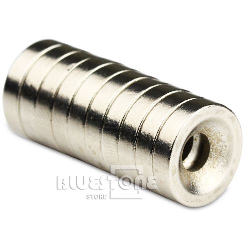 10pcs Strong Round Neodymium Counter Sunk Loop Magnets 12 x 3mm Hole 3mm R.E N50