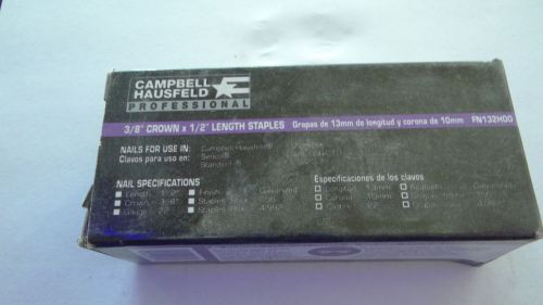 NEW BOX OF 1000 CAMPBELL HAUSFELD STAPLES - FN132H00 - 3/8&#034; CROWN X 1/2&#034; COATED