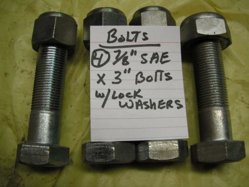 (4)  7/8&#034; s.a.e. bolts 3&#034; long w/ self locking nuts for sale