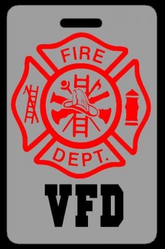 Lo-viz gray vfd firefighter luggage/gear bag tag - free personalization - new for sale