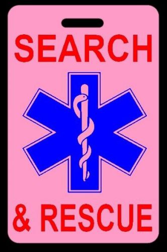 Pink search &amp; rescue luggage/gear bag tag - free personalization - new for sale