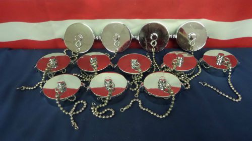 New fire truck chrome brass discharge caps 2 1/2&#034; nh-nst w/ beaded chain tether for sale