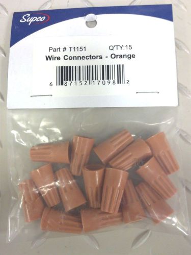 wire connectors, pack of 15, medium-orange, part# t1151, sealed unit parts co.