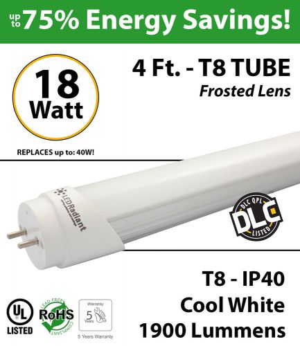 18W, 4ft, LED Tube, 1900Lm, T8, 6000K, Frosted UL&amp; DLC.