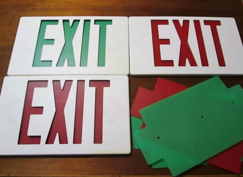 Lot of 3  emergency exit sign cover faceplate red green for sale