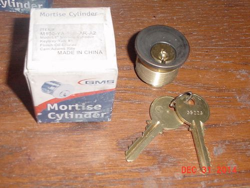 LOCKSMITH NOS Grade 2 GMS keyed Mortise Cylinder w/ 2 keys YA8 Oil Bronze