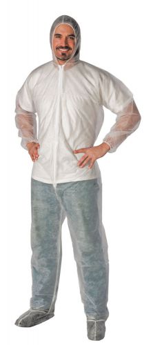 440001 coveralls spunbonded lightweight white suit hood &amp; boots case of 25 xl for sale