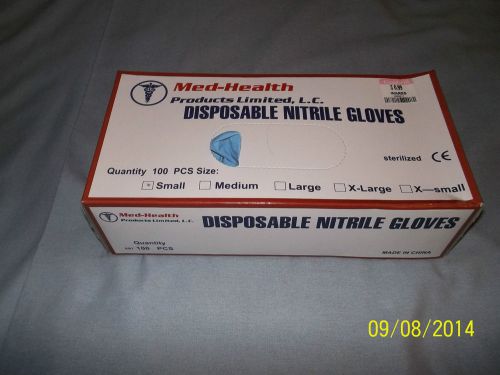 MED-HEALTH DISPOSABLE NITRILE BLUE GLOVES #100 SMALL
