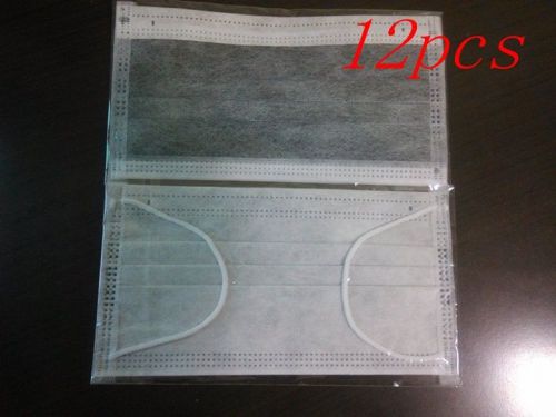 12pcs Medical Anti Dust Disposable Masks Non Woven Active Carbon free shipping