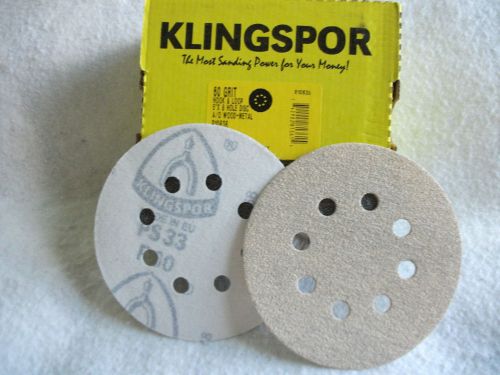 Klingspor Sandpaper  5&#034;x8 Hole, Hook &amp; Loop (kling on), Sanding Discs, 80grit