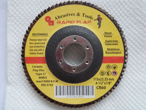 (10) 4-1/2&#034; x 7/8&#034; Premium Ceramic  60 grit Flap Disc New