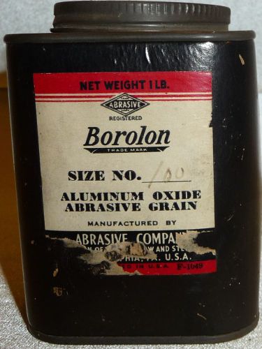 Borolon Aluminum Oxide Powder 1 Lb Abrasive Grain Size 100 USA Made Vintage Can