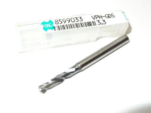 OSG 3.3mm 0.1299&#034; Screw Machine Length Twist Drill VPH-GDS TiALN Coated 8599033