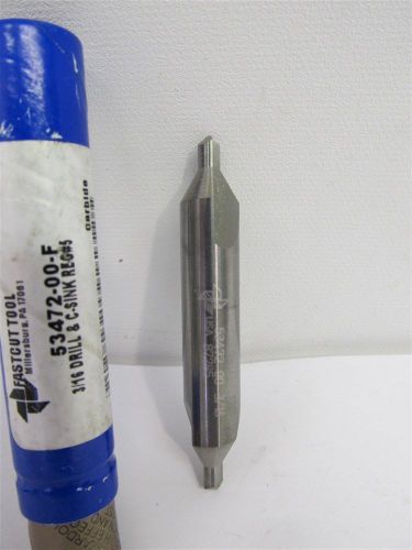 Fastcut Tool 53472, #5 Reg, 3/16&#034;, Solid Carbide Drill &amp; Counter-Sink