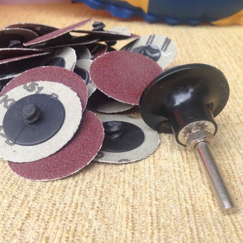 50pcs 2&#034; r type sanding abrasive discs roll lock with mandrel 80 grit for sale