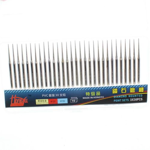 Professional 30pcs 1.5mm diamond grinding needle bits mounted tapered point for sale