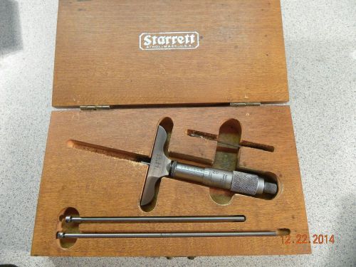 Starrett # 440 depth micrometer 0-3” in wood case lot # 3 for sale