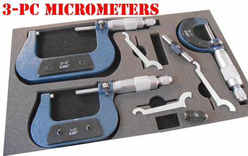 3-pc. 0-3 inch Outside Micrometers set Increments 0.001&#034;