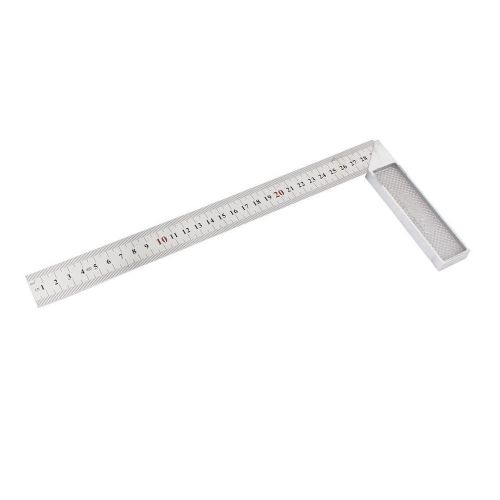 Double Side 30cm Metric Ruler Try Mitre Square Silver Tone for Engineers