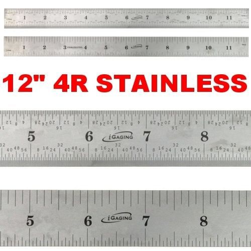 12&#034; ruler stainless steel 4r rule scale machinist engineer 1/18 1/16 1/32 1/64 for sale