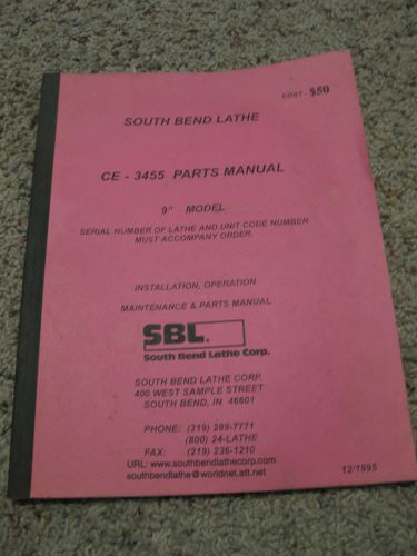 South Bend Lathe CE-3455 Parts Manual  9&#034; Model
