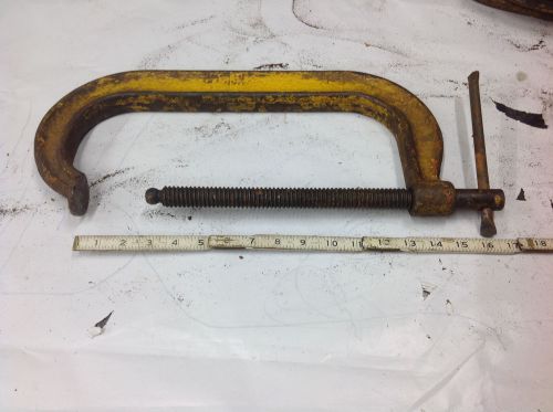 12&#034; Deep Throat Heavy Duty C-Clamp  3&#034; to 12&#034; Opening, Missing Screw Pad. USED