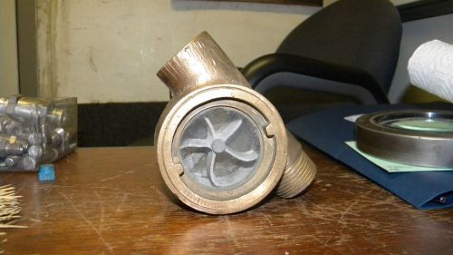 Brass flow indicator valve with sight glass 1&#034; vintage for sale