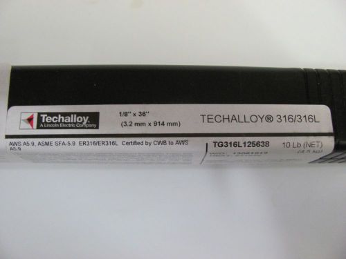 Techalloy welding rod wire 316 / 316l stainless steel tig 1/8&#034; x 36&#034; 10 lbs 10# for sale