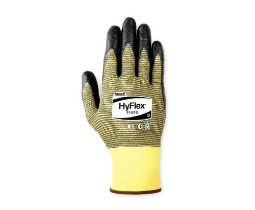Ansell hyflex cut resistant gloves, yellow/black, 7, 12 pairs,new, 11-510 for sale