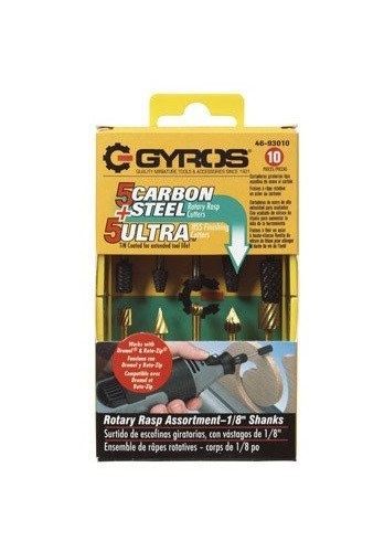 Gyros Rasps Assortment 10 Pc, Carbon Steel 5/16 &#034; Dia