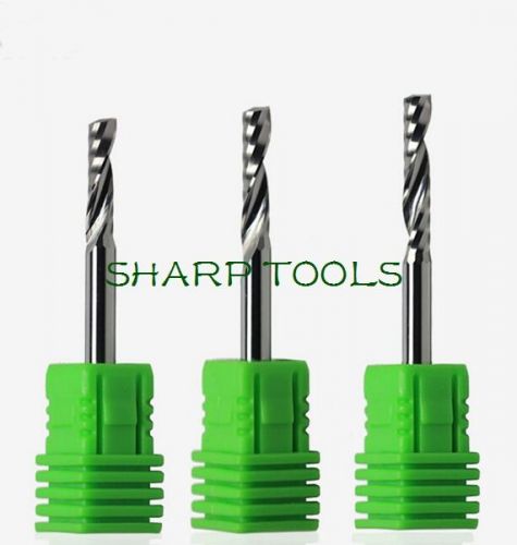 3pcs one/single flute spiral cnc router bits density board acrylic 3.175mm 28mm for sale