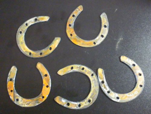 Lot of 5 Horseshoe 3 In Rough Rusty Metal Vintage Craft Stencil Ornament Magnet