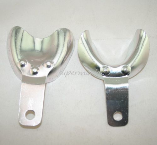 Dental Aluminium Impression Trays No Holes Middle Size Upper and Lower * 1 Pair