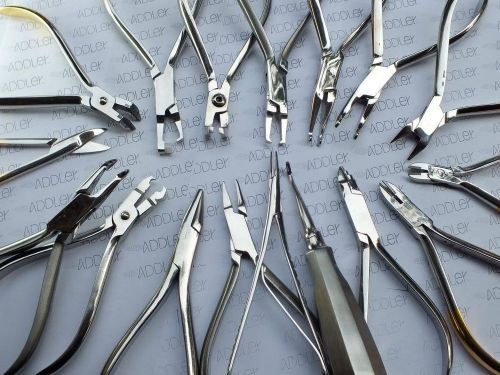 Orthodontics Pliers wire cutters TC Distel &amp; Needle Holder Scissor Set of 17 ADD
