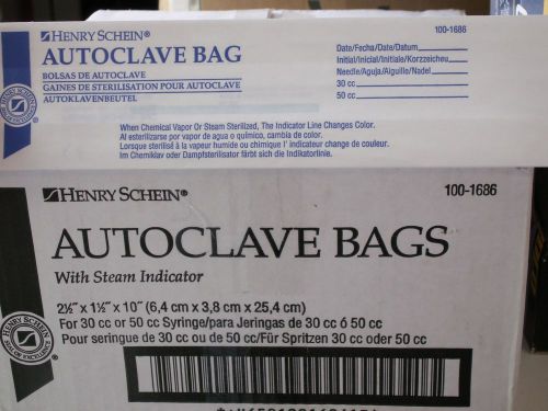 Henry Schein  Autoclave Bags with Steam Indicator # 100-1686 Count of 1000 Box