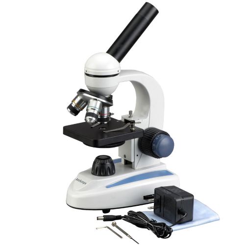 40X-800X Student C&amp;F Cordless LED Compound Microscope w Metal Frame Glass Lens