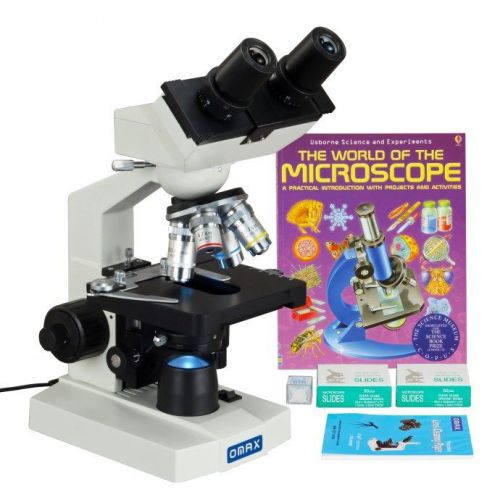 Binocular Lab Compound Microscope 2500X Mechanical Stage+Slides+Lens Paper+Book