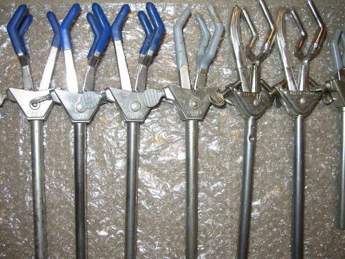 Lot of 10 Fisher clamps.  Three prong clamps, one two prong clamp.