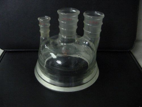 Lab Glass Inc LG 3 Neck Reaction Vessel Lid  29/42 14/35 Joints 4 inch Opening