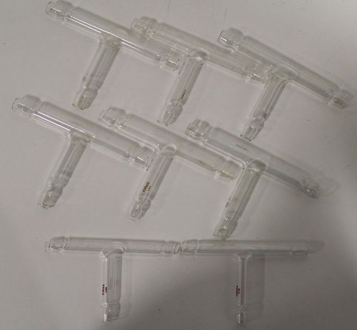 Lot of (8) Kimax Pyrex Lab Glass T-Shape Hose Connector + Free Fast Shipping!!!