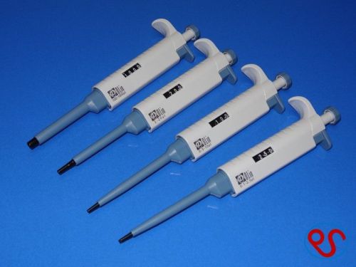 Set of 4 pipetters, 2.5,10,100 &amp;1000ul, adjustable pipette, pipet, pipettor, new