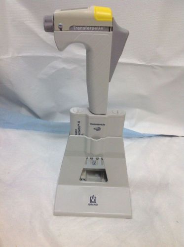 BrandTech Transferpette 8 Channel Manual Pipette, 5-50 uL #1 with stand