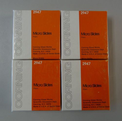 LOT OF 4 NEW CORNING 2947 MICRO SLIDES 3&#034; x 1&#034; PLAIN PRE-CLEANED