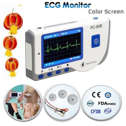 2015 FDA Heal force Color LCD 80B Handheld Portable ECG Monitor EKG Machine +USB