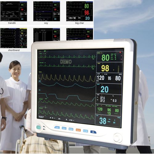 CONTEC New CMS9200 ICU Patient Monitor,Resp+Temp+PR+ECG+SPO2,Portable 15&#039;&#039;Screen